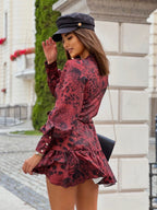 Sukienka ANNA – brązowa w czarne wzory – zdjęcie 3
