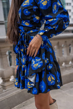 Sukienka ANNA krótka – blue flowers – zdjęcie 4