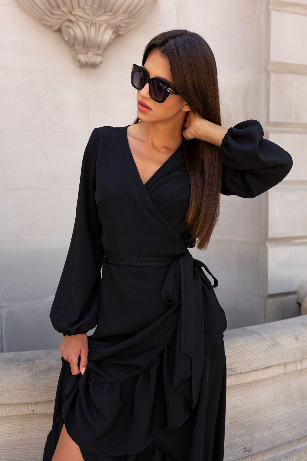 Sukienka ANNA długa – czarna – zdjęcie 3